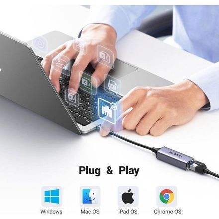 Adaptateur Ugreen USB type C Vert RJ45 ETHERNET thumbnail 3