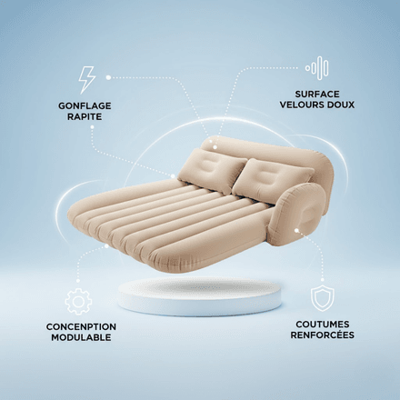 Matelas Gonflable de Voiture Universel – Confort et Repos en Voyage - Couleur Aléatoire thumbnail 3