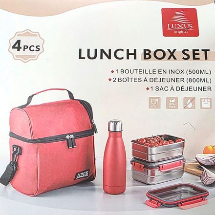 Lunch Box Isotherme Rouge LUXUS en Inox (4 Pièces) thumbnail 2