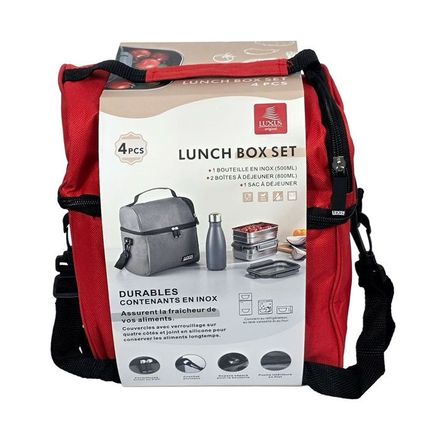 Lunch Box Isotherme Rouge LUXUS en Inox (4 Pièces) thumbnail 3