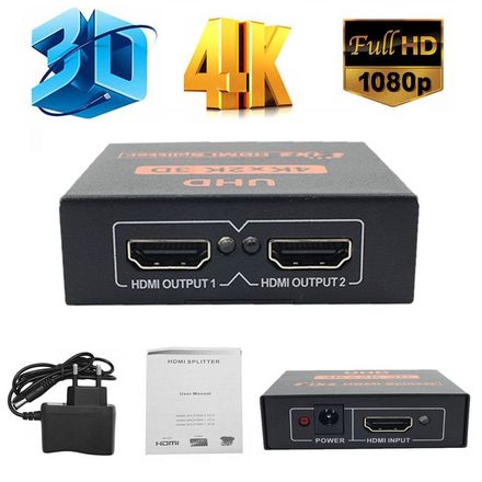Splitter HDMI 4K 3D 1 In 2 Out Video (2 ports) thumbnail 1