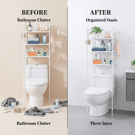 Rangement Salle De Bain Au-dessus Des Toilettes – 3 Niveaux Design Moderne - Couleure Aleatoire thumbnail 3