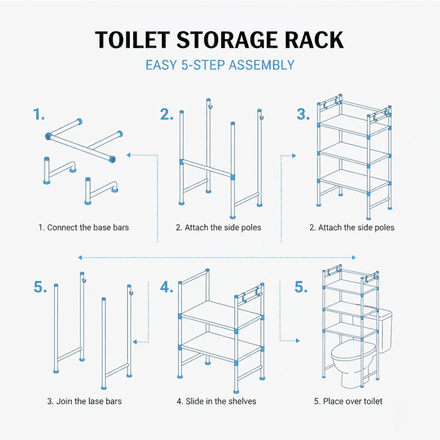 Rangement Salle De Bain Au-dessus Des Toilettes – 3 Niveaux Design Moderne - Couleure Aleatoire thumbnail 6