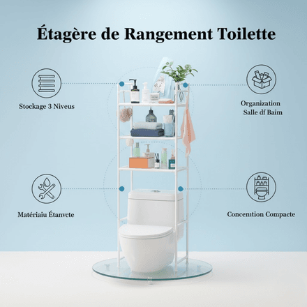 Rangement Salle De Bain Au-dessus Des Toilettes – 3 Niveaux Design Moderne - Couleure Aleatoire thumbnail 8