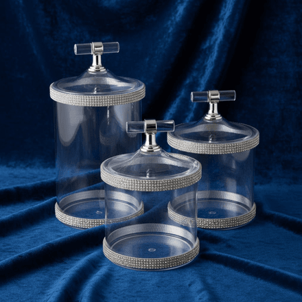 Lot de 3 Boîtes de Rangement Cylindriques en Acrylique Transparent thumbnail 5