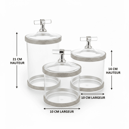Lot de 3 Boîtes de Rangement Cylindriques en Acrylique Transparent thumbnail 7