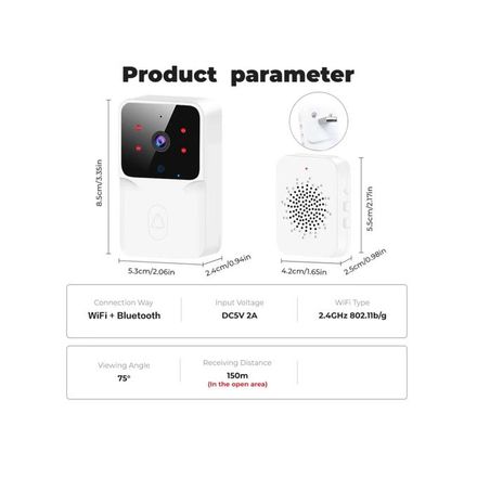Sonnette vidéo lien WIFI basse consommation,modèle rechargeable sonnette vision nocturne HD sécurité intelligente 1 glisser 1 interphone domestique thumbnail 2