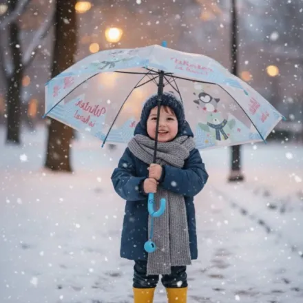 Parapluie Enfants Avec Sifflet Design Hivernal Magique thumbnail 2