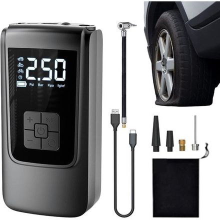 Compresseur d'Air Portable Numérique Sans Fil - Pompe Électrique Rechargeable pour Pneus de Voiture et Vélo thumbnail 1