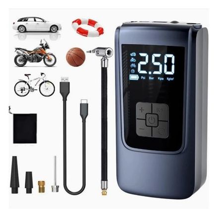 Compresseur d'Air Portable Numérique Sans Fil - Pompe Électrique Rechargeable pour Pneus de Voiture et Vélo thumbnail 4
