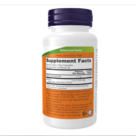 Valerian Root, Racine de valériane, 500 mg, 100 gélules végétales thumbnail 2