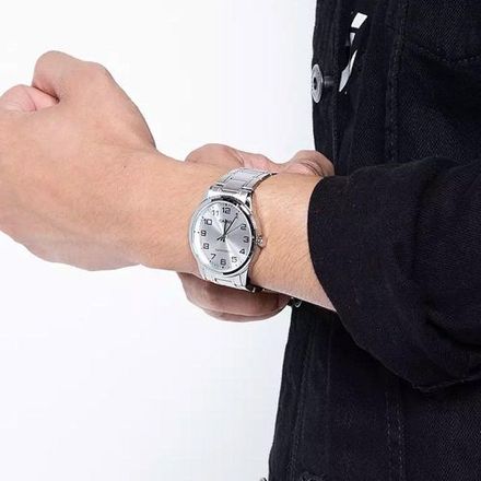 Casio Montre analogique mtp-v001d-7budf pour homme avec bracelet en acier inoxydable argenté thumbnail 4