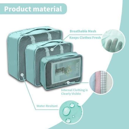 Pack 7Pcs Sac de Rangement pour Voyage de Valise VERT, Organisateur de vêtements thumbnail 2