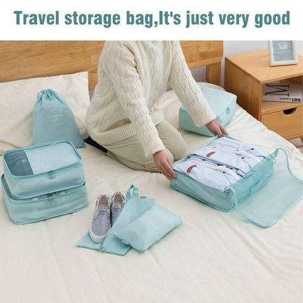Pack 7Pcs Sac de Rangement pour Voyage de Valise VERT, Organisateur de vêtements thumbnail 6