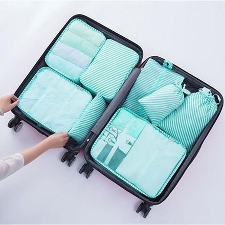 Pack 7Pcs Sac de Rangement pour Voyage de Valise VERT, Organisateur de vêtements thumbnail 8