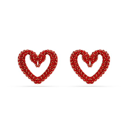 Sublima stud earrings, Heart, Small, Red, Gold-tone plated thumbnail 4