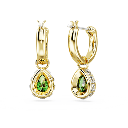 Pendants d'oreilles Chroma Taille poire, Vertes, Placage de ton or thumbnail 3