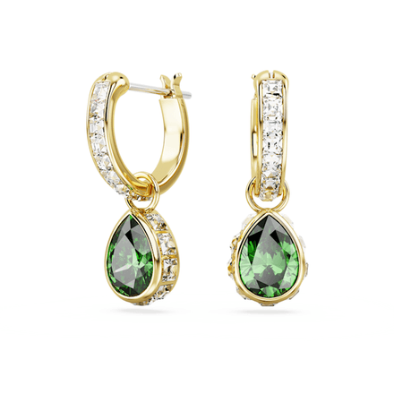 Pendants d'oreilles Chroma Taille poire, Vertes, Placage de ton or thumbnail 4