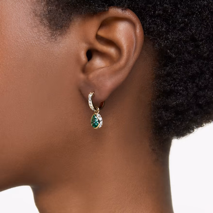 Pendants d'oreilles Chroma Taille poire, Vertes, Placage de ton or thumbnail 5