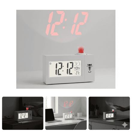 Horloge Numérique de Projection LCD – Affichage Heure, Météo & Température thumbnail 2