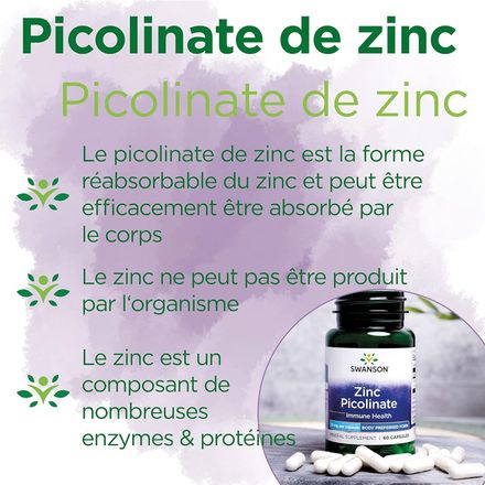 Zinc Picolinate 22 Mg 60 Capsules | Zinc Hautement Assimilable Pour Immunité, Peau, Cheveux Et Ongles thumbnail 5