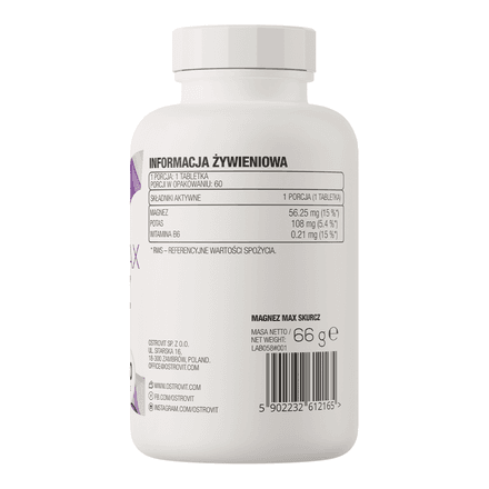 Magnesium Max Skurcz 60 Tabs | Magnésium, Potassium & Vitamine B6 thumbnail 3