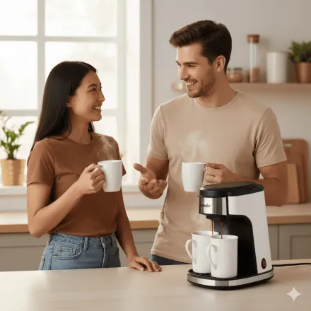 Machine À Café Filtre Avec 2 Tasses En Porcelaine – 450w thumbnail 3