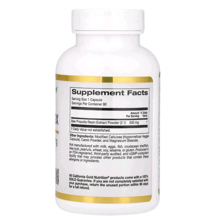 Propolis D’abeille 2x 500 Mg – Extrait Concentré – 90 Capsules – California Gold Nutrition thumbnail 2