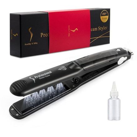 Lisseur Cheveux Professionnel En Plaque Céramique Et Tourmaline – Lisseur À Vapeur À Température Réglable thumbnail 1