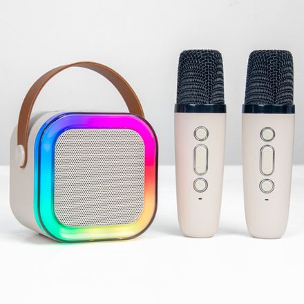Enceinte Karaoké Mini Bluetooth – 2 Micros, Voix Changeante Et Led thumbnail 1