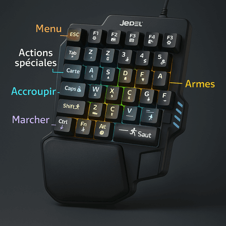 Clavier Gamer À Une Main K601 – Rgb Rétroéclairé thumbnail 2