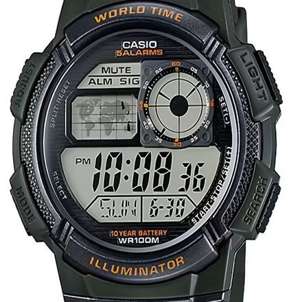 Montre Homme Bracelet En Resine Numerique Carré 5 Alarmes Longue Autonomie Etanche-ae-1000w-3avdf thumbnail 1