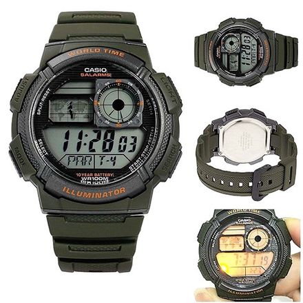 Montre Homme Bracelet En Resine Numerique Carré 5 Alarmes Longue Autonomie Etanche-ae-1000w-3avdf thumbnail 2