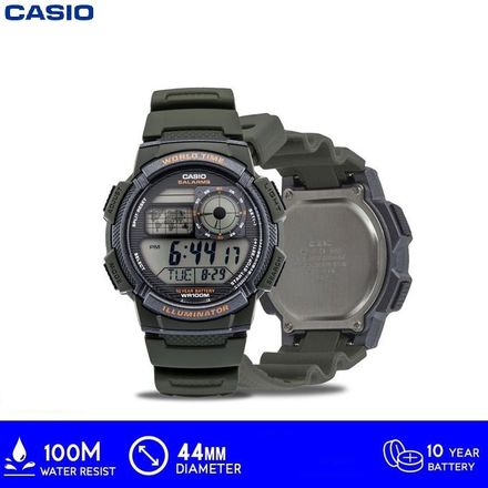 Montre Homme Bracelet En Resine Numerique Carré 5 Alarmes Longue Autonomie Etanche-ae-1000w-3avdf thumbnail 3