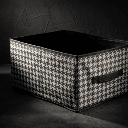 Pannier De Rangement Pliant Avec Poignée Et Motif Pied-de-poule thumbnail 4