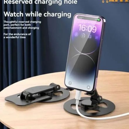 Support mobile metal pliable 360 degres base stable - couleure aleatoire thumbnail 4