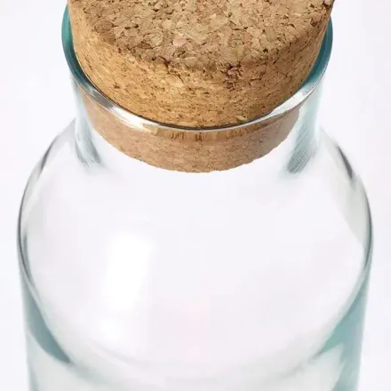 Carafe Bouteille En Verre Transparent 1,2l Avec Bouchon En Liège Naturel – Design Élégant Et Usage Quotidien thumbnail 3