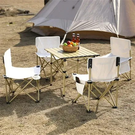 Ensemble De Chaises Et Table Carrées En Bois Pour Voyage, Camping Et Pique-nique thumbnail 2
