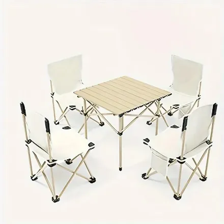 Ensemble De Chaises Et Table Carrées En Bois Pour Voyage, Camping Et Pique-nique thumbnail 5
