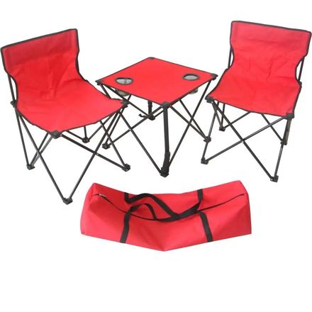 Ensemble Table Et Chaise Avec Porte-gobelet En Maille Pour Pique-nique, Voyage, Camping Rouge thumbnail 1