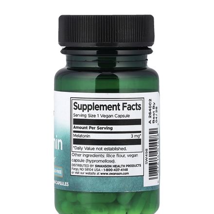 Mélatonine, 3mg 60 Capsules. Made In Usa thumbnail 2