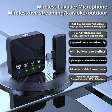 Microphone sans fil 1 en 1 - R10 compatible Android Type C et iPhone thumbnail 2