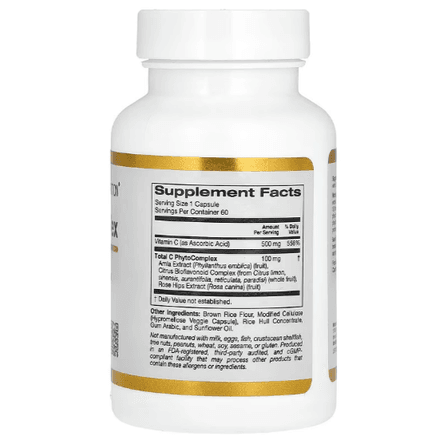 Total C Complex With Ascorbic Acid, Bioflavonoids & Rose Hip, 500 Mg, 60 Veg Caps thumbnail 2