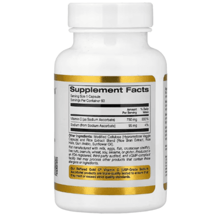 Vitamin C Buffered Gold C, Standard Sodium Ascorbate, 60 Veg Caps thumbnail 2