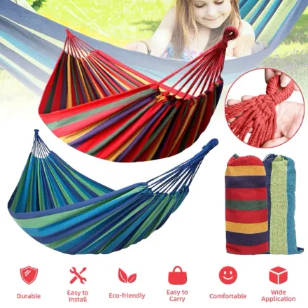 Hamac Pour Camping Pique Nique Lit Suspendu Confortable ( Couleur Aléatoire) thumbnail 1