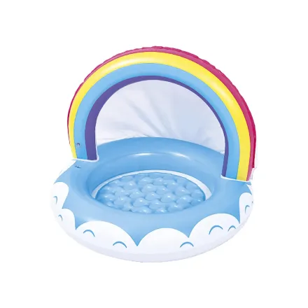 Mini Piscine Gonflable Bébé Avec Toit Ombragé Idéale Pour Jardin, Plage Ou Cour thumbnail 7