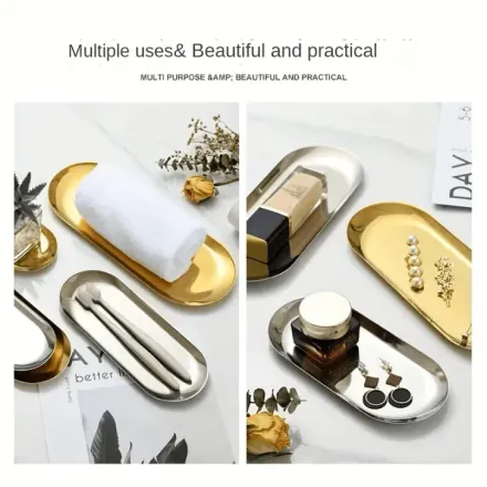 Lot De 3 Plateaux De Rangement Polyvalents Pour Cuisine, Cosmétiques Et Accessoires – Couleur Aléatoire thumbnail 6