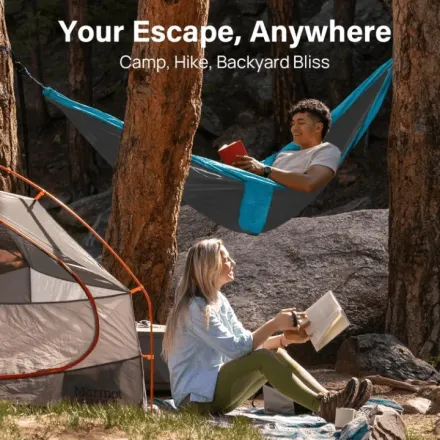 Hamac Portable De Camping Avec Sangles Et Sac De Transport – Idéal Pour Extérieur Et Intérieur thumbnail 3