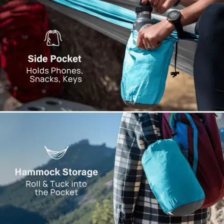 Hamac Portable De Camping Avec Sangles Et Sac De Transport – Idéal Pour Extérieur Et Intérieur thumbnail 5
