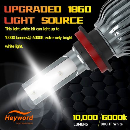 Phares Led De Voiture Heyword 22000lm 160w Canbus, H7 Avec Puce Csp 1860,8000k,phares Led H7,phares Led 9005 H7 thumbnail 6
